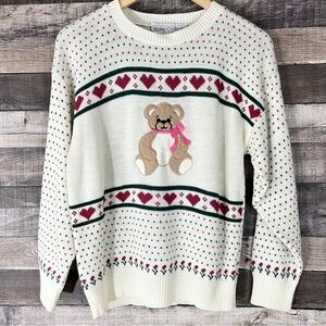 Vintage Kate Collins Bear Heart Grandmacore Cottagecore Cabincore Sweater
